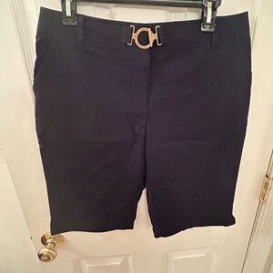 Charter Club black Bermuda Shorts with Gold Buckle
